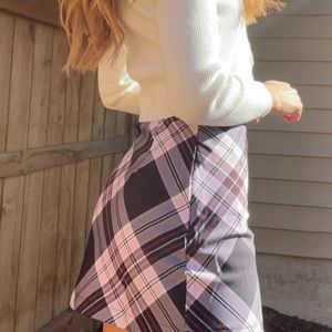 Unif dupe pink and black plaid bon skirt